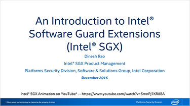 An Introduction To Intel Software Guard Extensions Intel Sgx