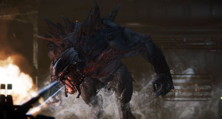 Image of a fire breathing monster from Turtle Rock’s Evolve