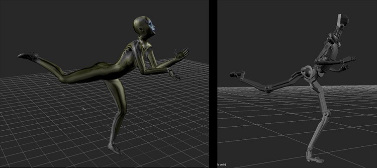 same motion file can be applied to different C G mesh models