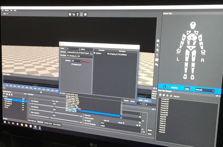 the captured motion files can be exported in different formats