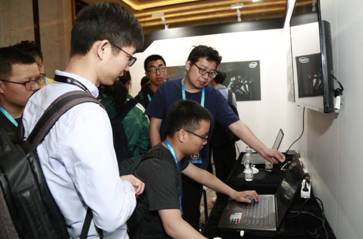Group of attendees playing game