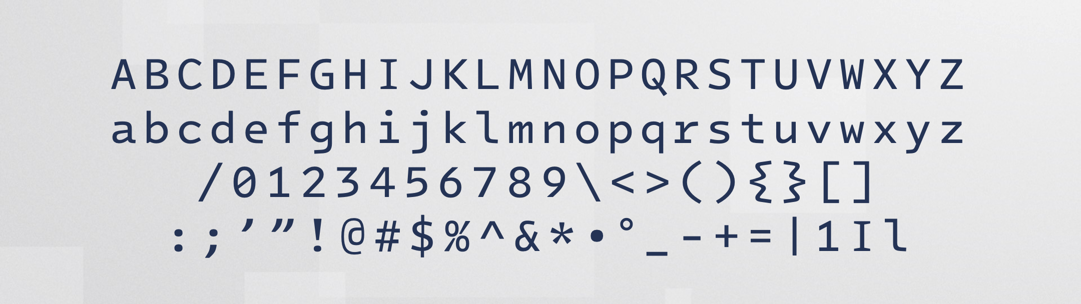 Letters, numbers, and special characters displayed using the Intel One monospaced font.