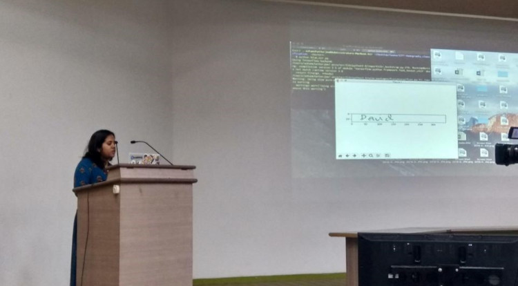 Archana presenting at PySangamam IIT Madras