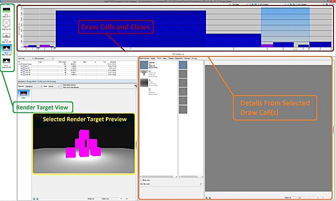 GPA Frame Analyzer showing change records and associated frame info