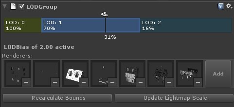 To add an LOD component to a game object click Component-&gt;Rendering-&gt;LOD Group