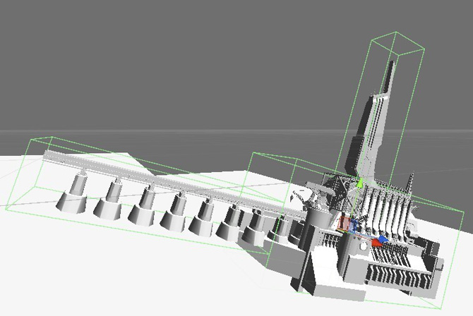 Three primitive colliders used for this massive structure. Far greater performance than using the mesh collider.