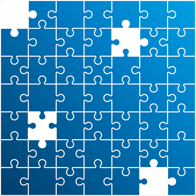 Puzzle game with many pieces, represents puzzle resolution