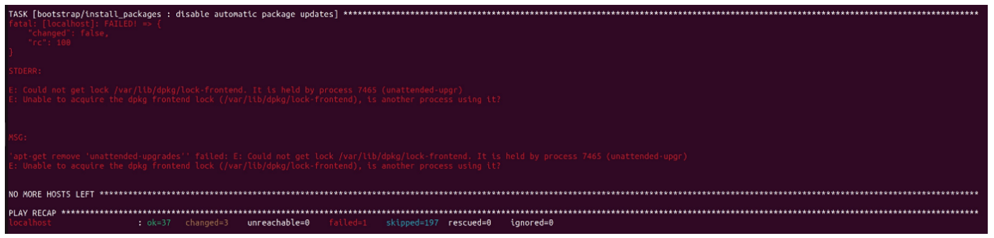 A screenshot showing an error message
