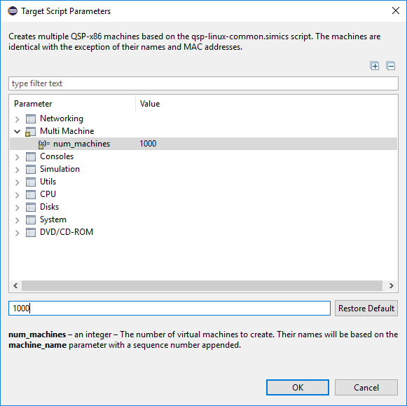 Simics Target Script Parameters