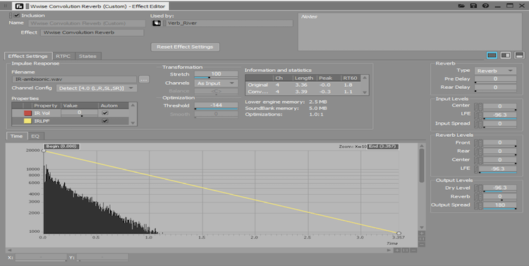 Wwise Convolution Reverb (Custom) Effect Editor screen