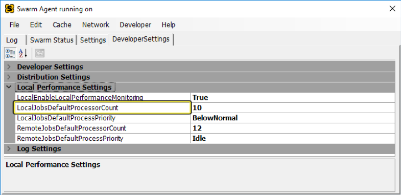 Configurations for the DeveloperSettings tab
