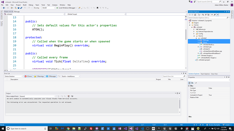 The source code in Visual Studio 2015