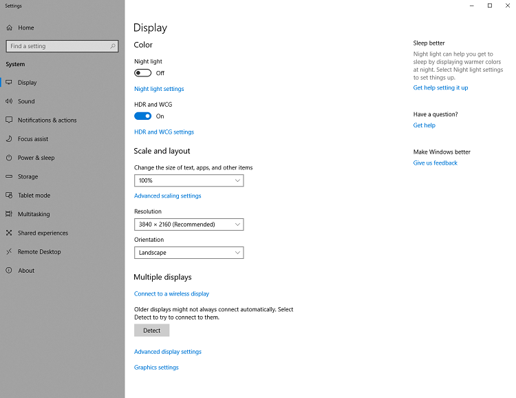 computer settings panel