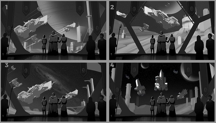 Final Star Dynasties grayscale rough sketches
