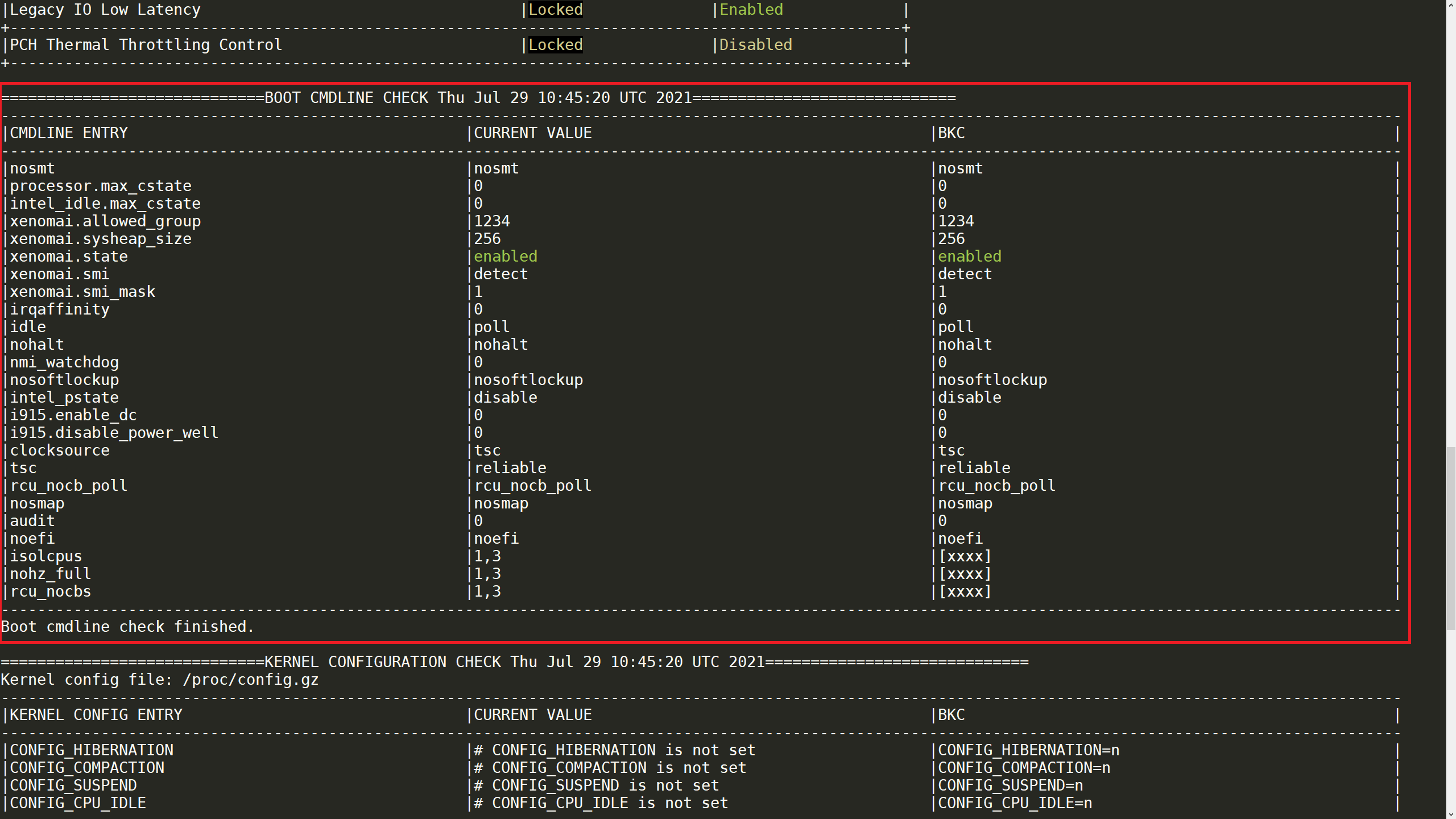 Screenshot of Boot Command Line check