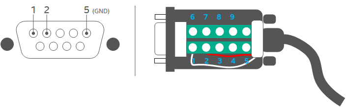 Serial Adapter DB-9 Using Pins 1, 2, and 5