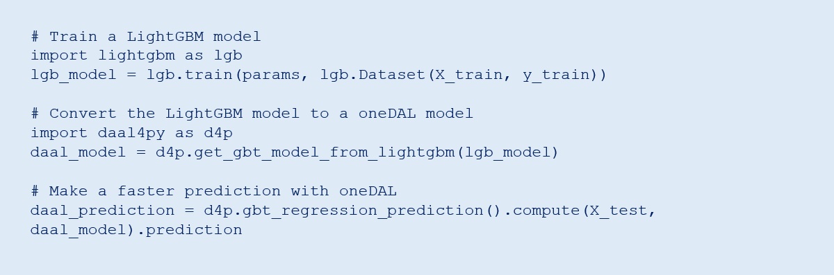 Convert a LightGBM model to oneDAL