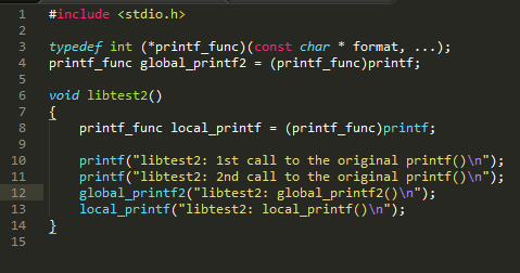  The code of libtest2(), the same as libtest1()