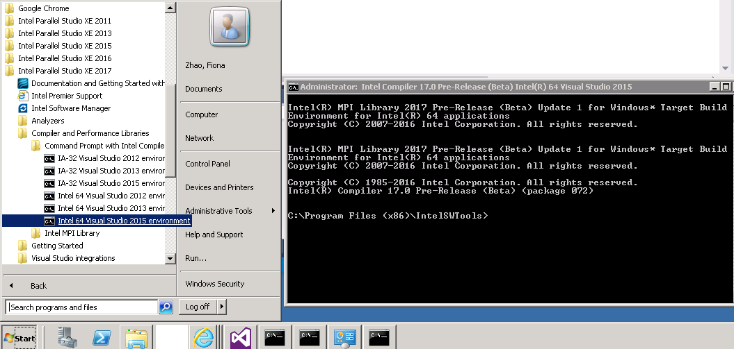 Use command prompt for icc