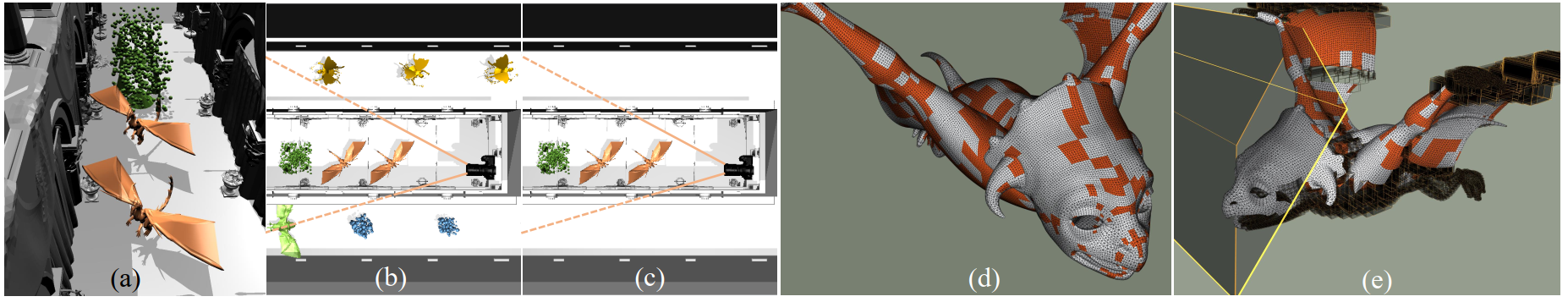 3D rendering of a dragon being created and staged in a 3D modeling program.