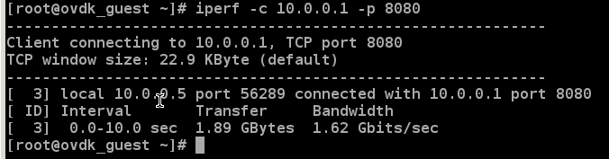 iPerf client on VM2 in Active-Backup mode