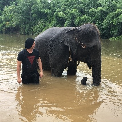 Justin Lassen with Elephant