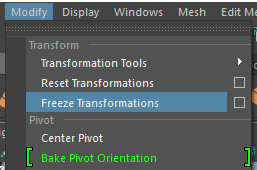 Steps to set Freeze Transformations