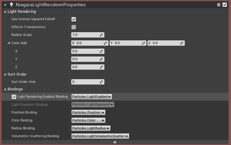 niagra light render properties module