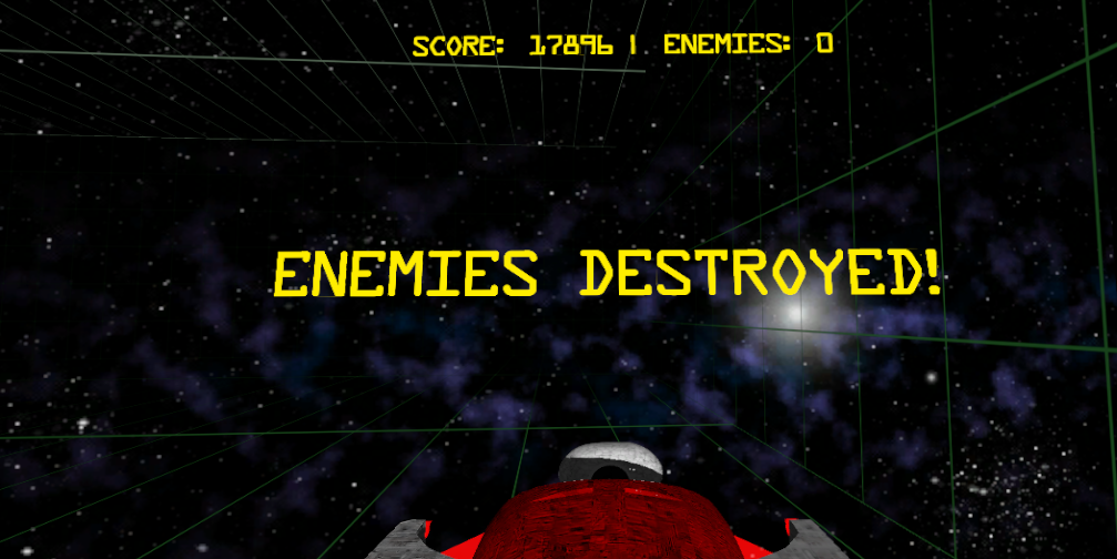 Screenshot of successfull end of game, Enemies Destroyed