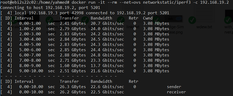 iperf3 terminal