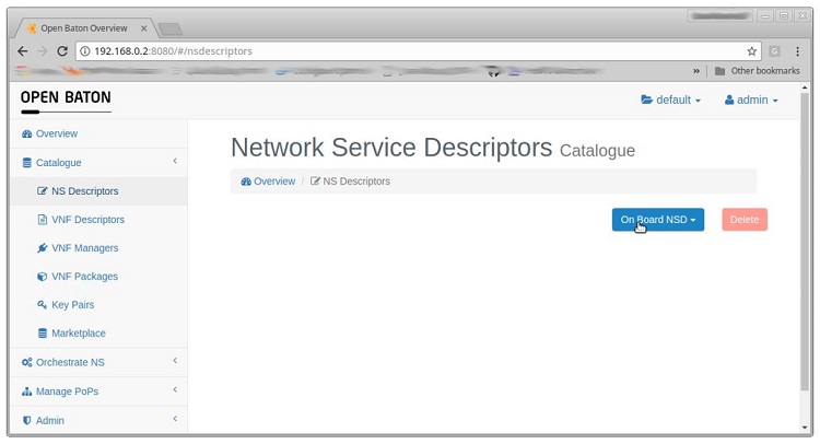 Network Service Descriptors in Open Baton menu