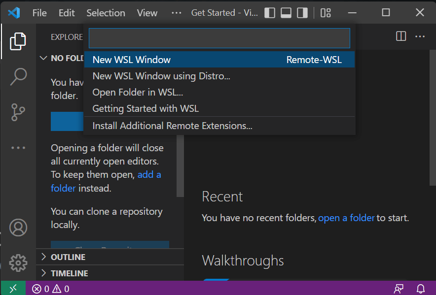 Figure 1. Opening a new WSL window.