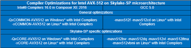 Table 8 Summary of Intel Xeon processor Scalable family compiler optimizations