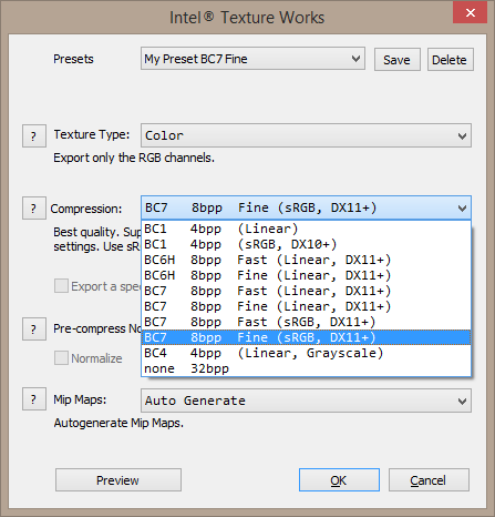 Formats Menu