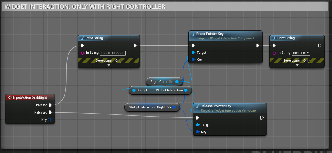 screenshot of widget interaction with right controller