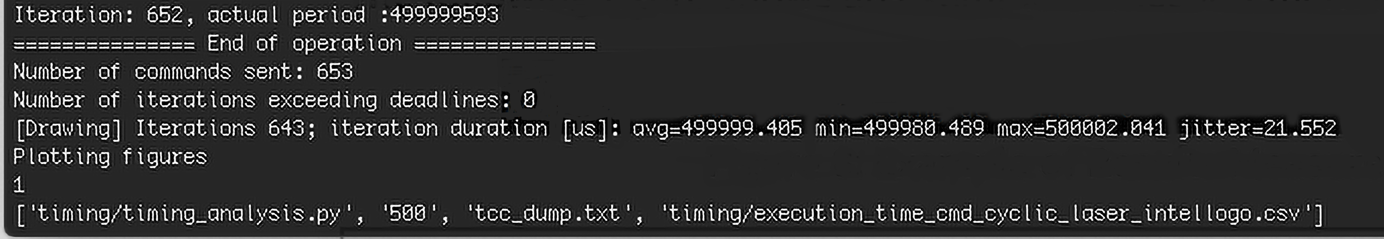 Figure 8: Example of Results Measured from the Sample Application