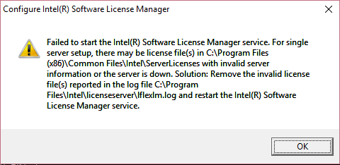 License manager log error