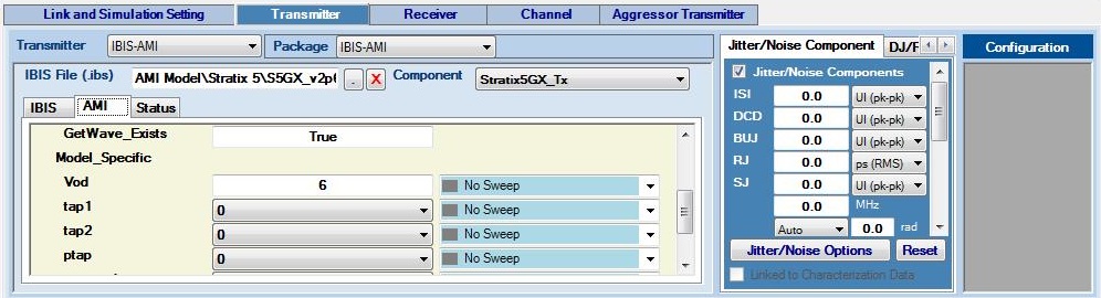 Transmitter IBIS-AMI Model AMI Configuration Tab