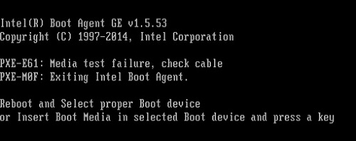 Error When Intel Nuc Starts Pxe E61 Media Test Failure Check Cable