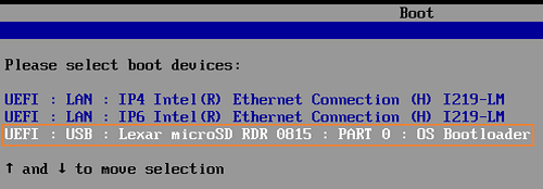 Select the UEFI USB