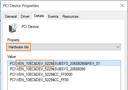 PCI Device Properties