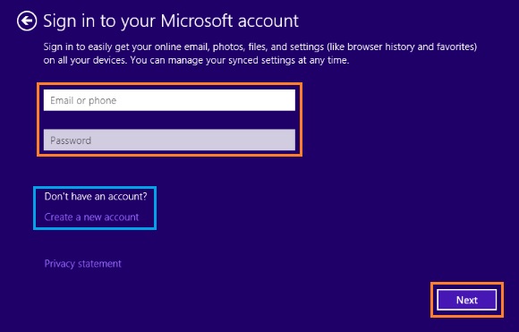 Sign in to Microsoft account
