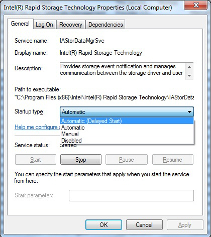 Intel® RST properties