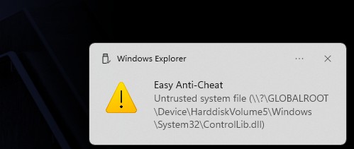 Error message screenshot