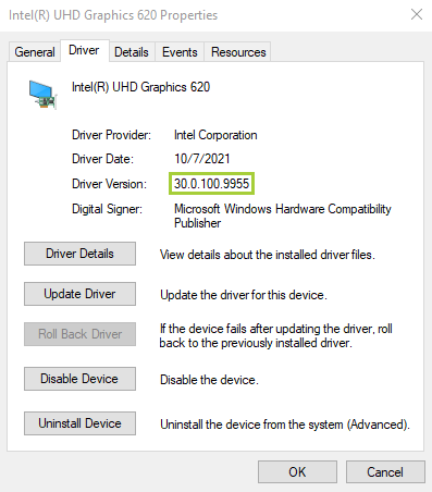 Verify Driver Version and Driver Date