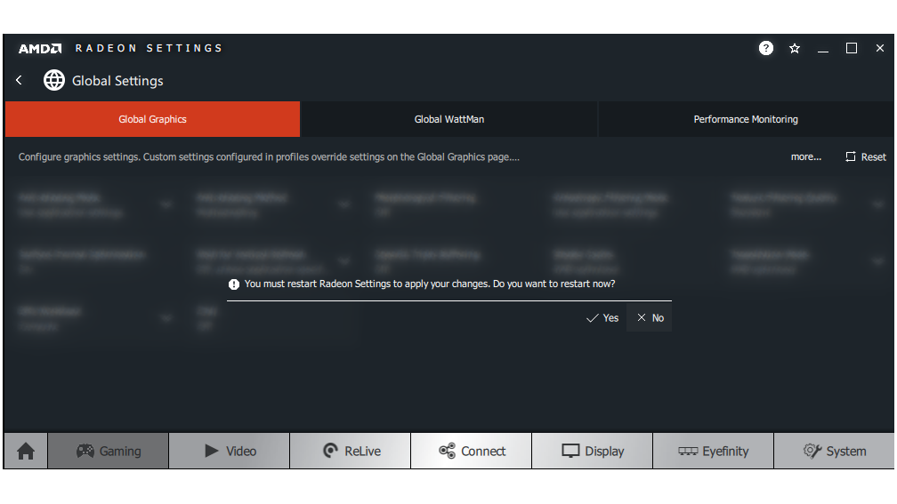 Restart AMD Radeon Settings