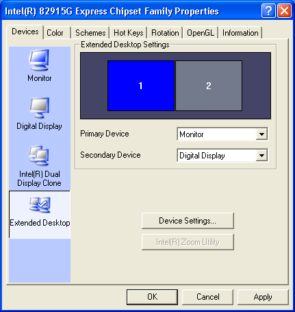 intel graphics and media control panel dual monitors