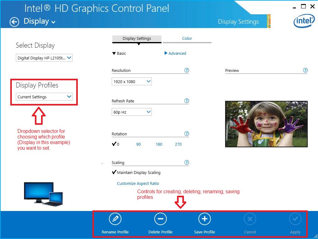 Intel HD graphics control panel
