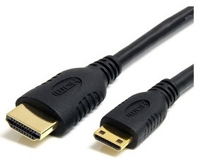 mini-HDMI at one end and standard HDMI at the other