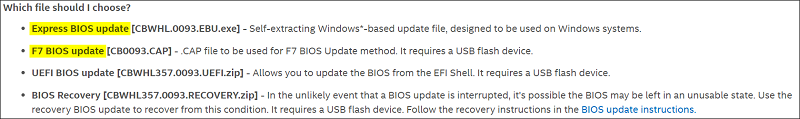F7 or Express BIOS update method